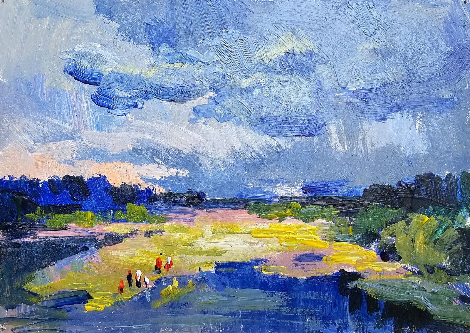 Acrylic painting a thunderstorm is likely Vyacheslav Petrovich Babac: Title: Acrylic painting a thunderstorm is likely Vyacheslav Petrovich Babac Description: 315BA Painter: Vyacheslav Petrovick Babac S?ze: 14x19 cm/ 5.51x7.48 inches Component: Acrylic, cardboard Origin