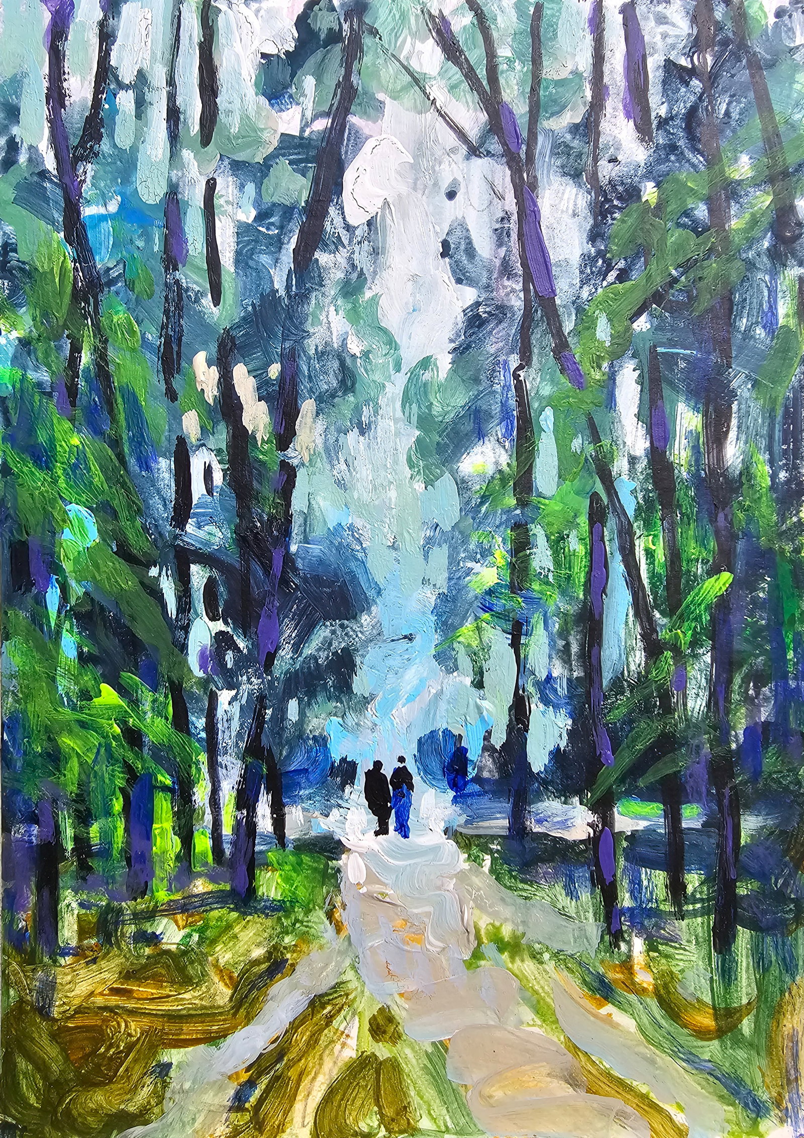 Acrylic painting In the park Vyacheslav Petrovich Babac: Title: Acrylic painting In the park Vyacheslav Petrovich Babac Description: 318BA Painter: Vyacheslav Petrovick Babac S?ze: 20x14 cm/ 7.87x5.51 inches Component: Acrylic, cardboard Original painting f