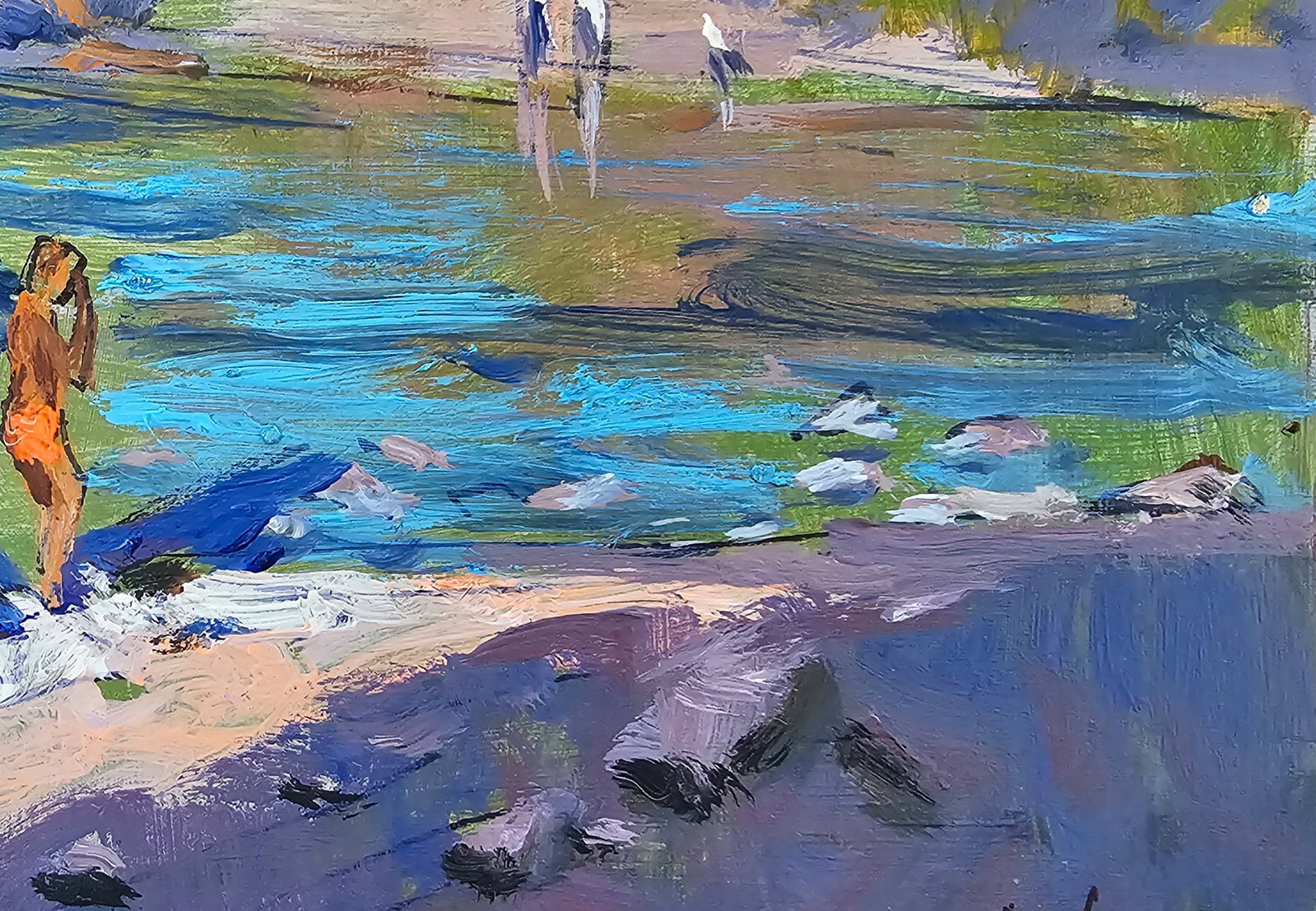 Acrylic painting On the bank of the river Vyacheslav Petrovich Babac - 10