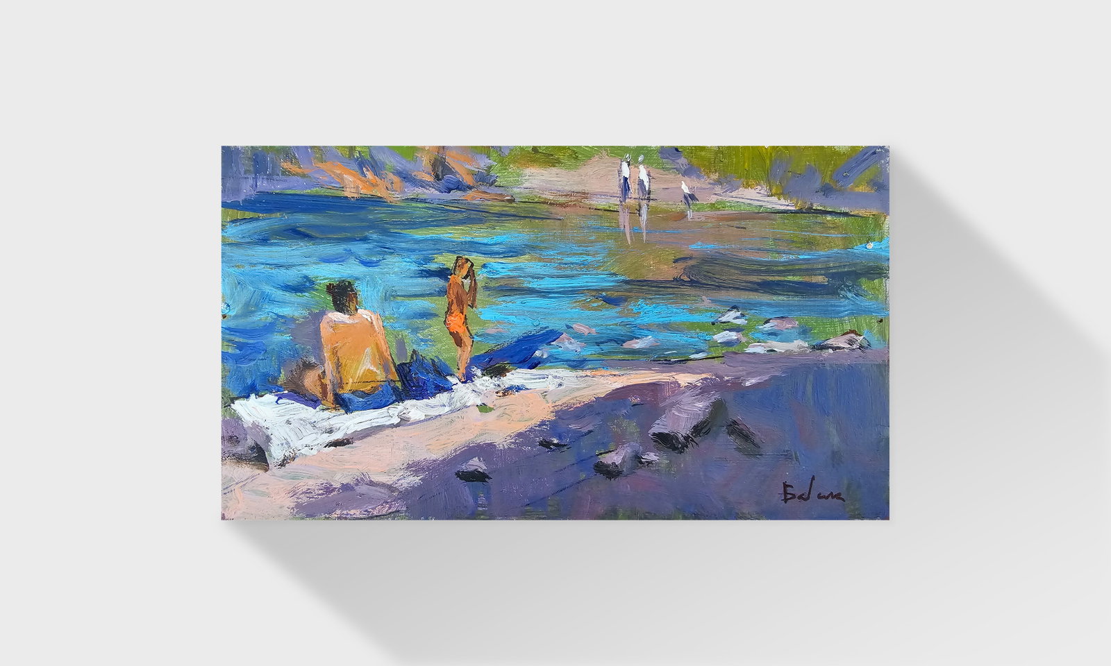 Acrylic painting On the bank of the river Vyacheslav Petrovich Babac - 11