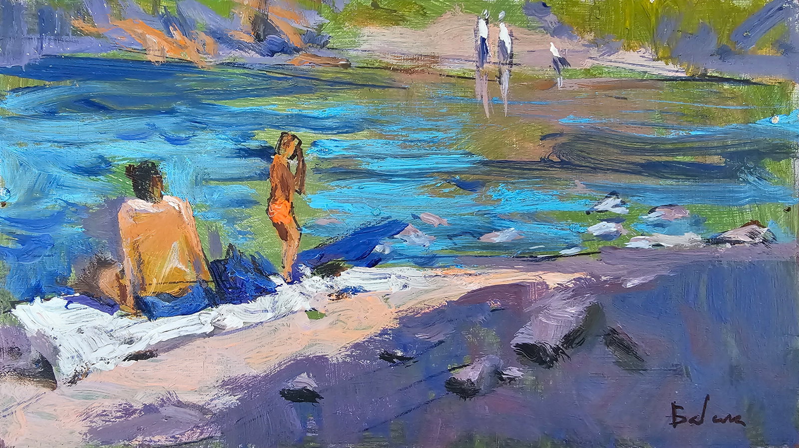 Acrylic painting On the bank of the river Vyacheslav Petrovich Babac - 3