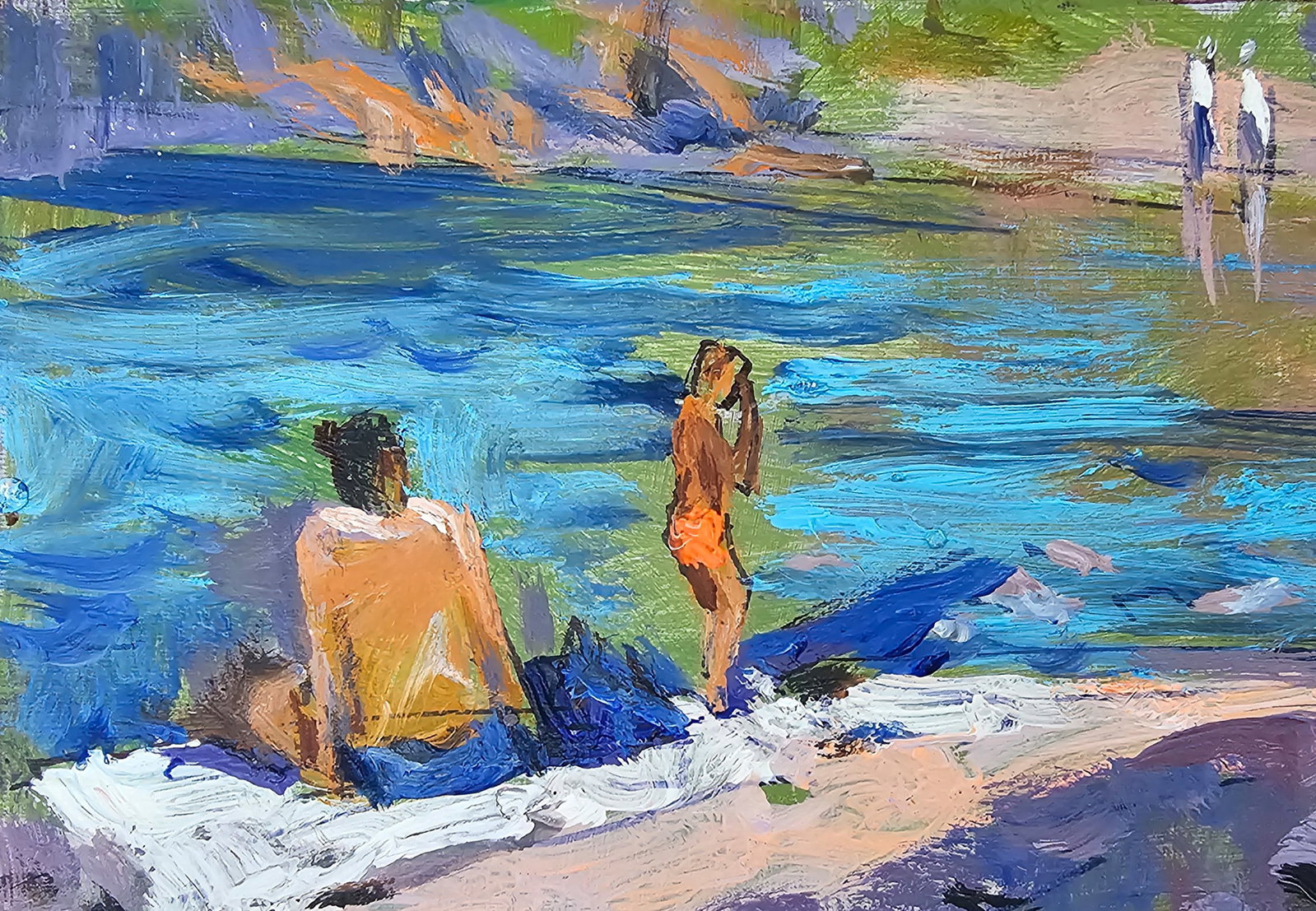 Acrylic painting On the bank of the river Vyacheslav Petrovich Babac - 4