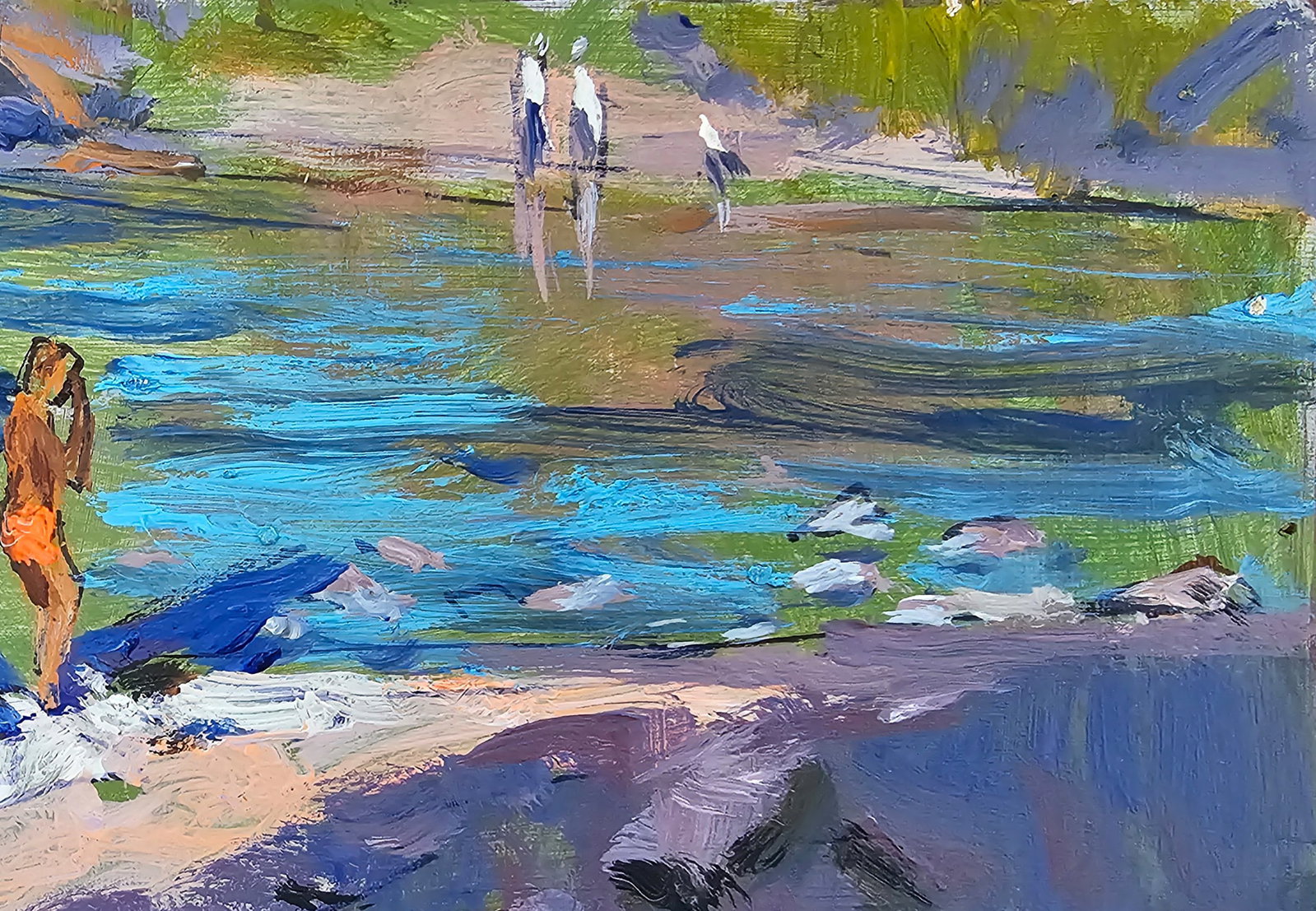 Acrylic painting On the bank of the river Vyacheslav Petrovich Babac - 5