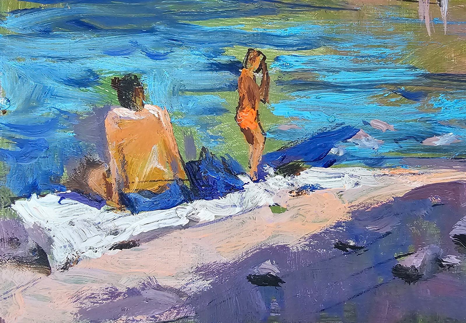 Acrylic painting On the bank of the river Vyacheslav Petrovich Babac - 6