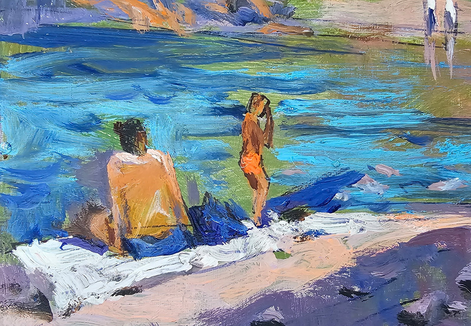 Acrylic painting On the bank of the river Vyacheslav Petrovich Babac - 9