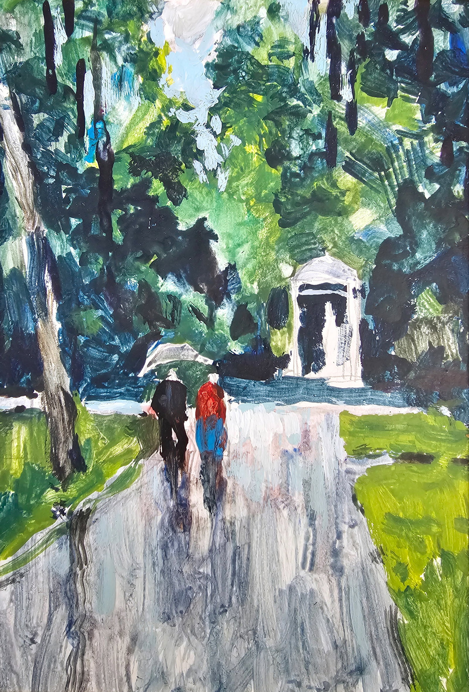 Acrylic painting in the park Vyacheslav Petrovich Babac: Title: Acrylic painting in the park Vyacheslav Petrovich Babac Description: 367BA Painter: Vyacheslav Petrovick Babac S?ze: 20x14 cm/ 7.87x5.51 inches Components: Acrylic, cardboard Original painting 