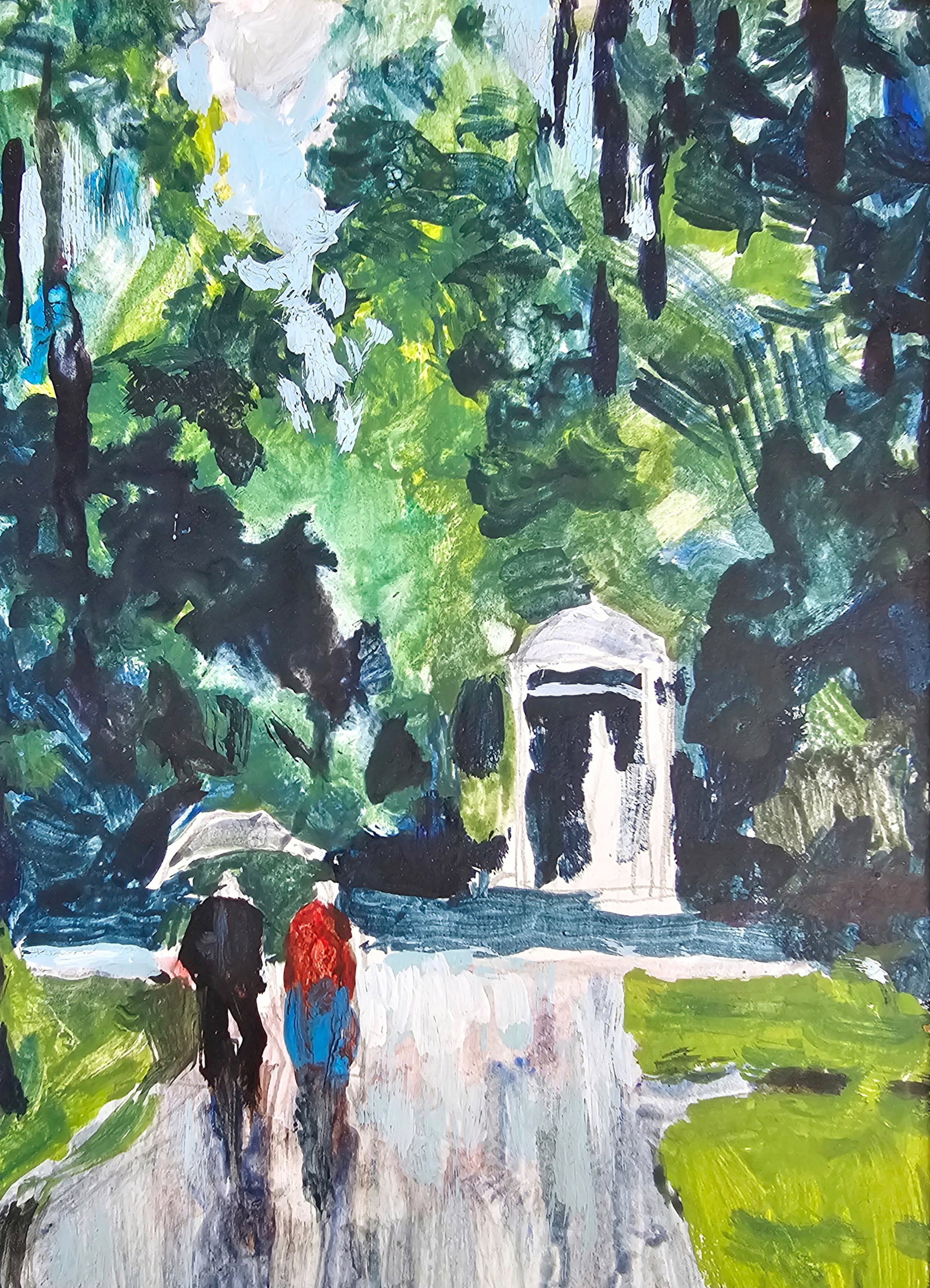 Acrylic painting in the park Vyacheslav Petrovich Babac - 5