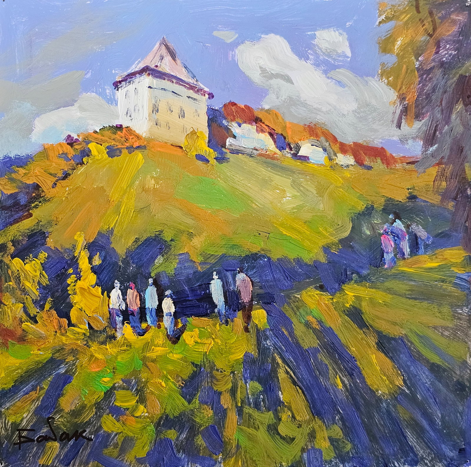 Acrylic painting Galician fortress Vyacheslav Petrovich Babac: Title: Acrylic painting Galician fortress Vyacheslav Petrovich Babac Description: 384BA Painter: Vyacheslav Petrovick Babac S?ze: 25x25 cm/ 9.84x9.84 inches Components: Acrylic, cardboard Original pai