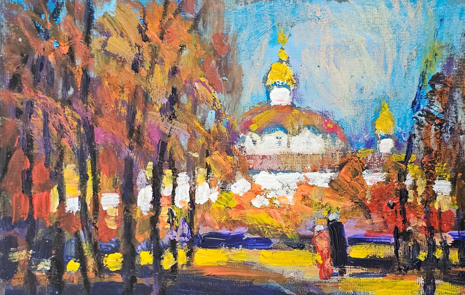 Acrylic painting In the youth park Vyacheslav Petrovich Babac - 3