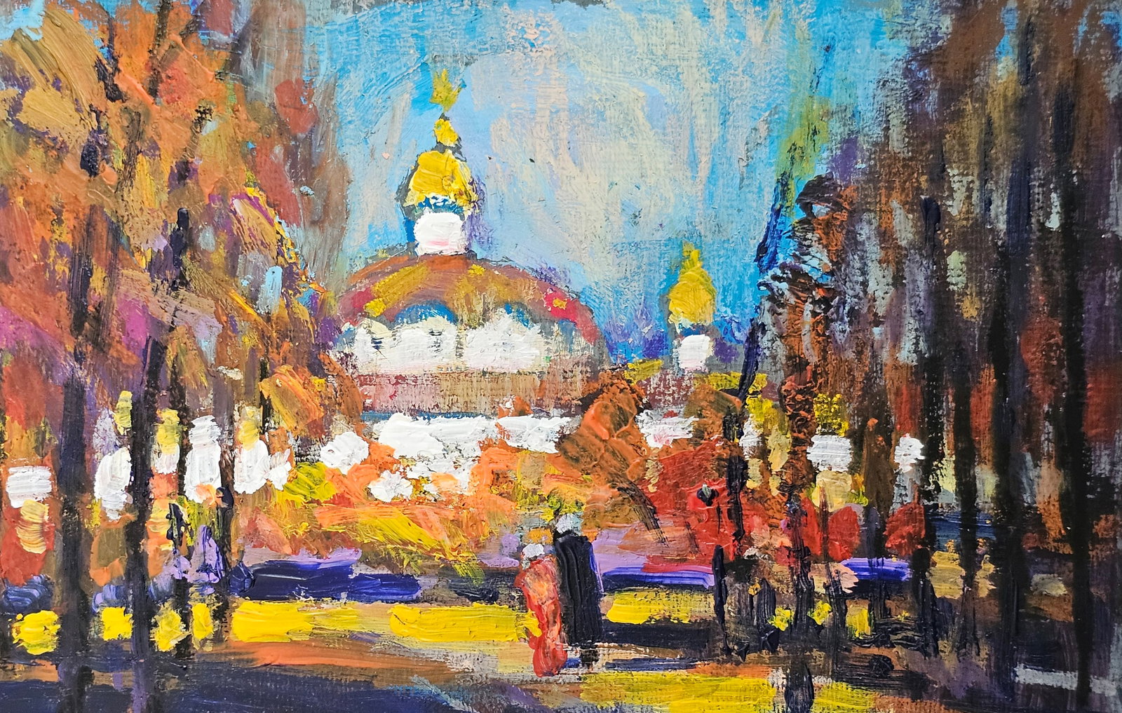 Acrylic painting In the youth park Vyacheslav Petrovich Babac - 4