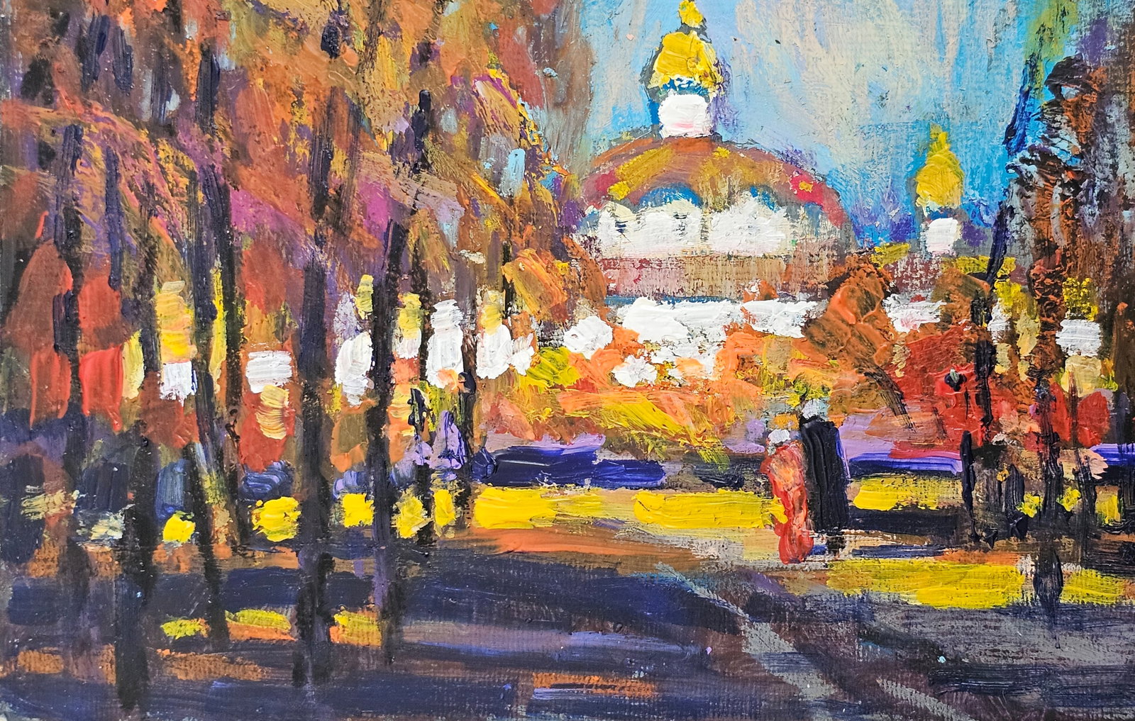 Acrylic painting In the youth park Vyacheslav Petrovich Babac - 5