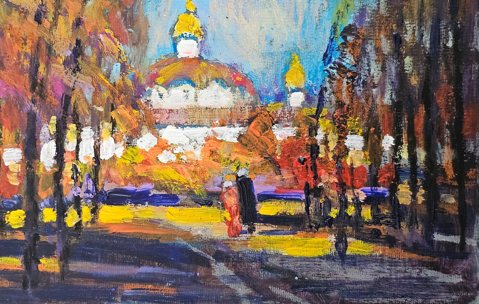 Acrylic painting In the youth park Vyacheslav Petrovich Babac - 6