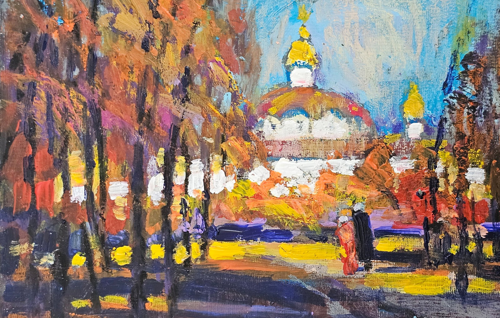Acrylic painting In the youth park Vyacheslav Petrovich Babac - 8
