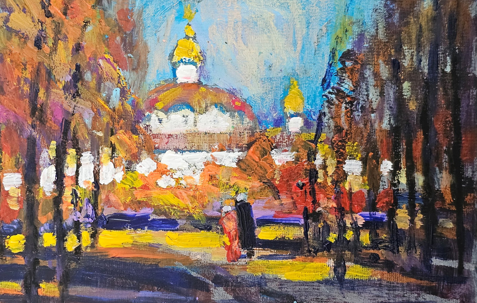 Acrylic painting In the youth park Vyacheslav Petrovich Babac - 9