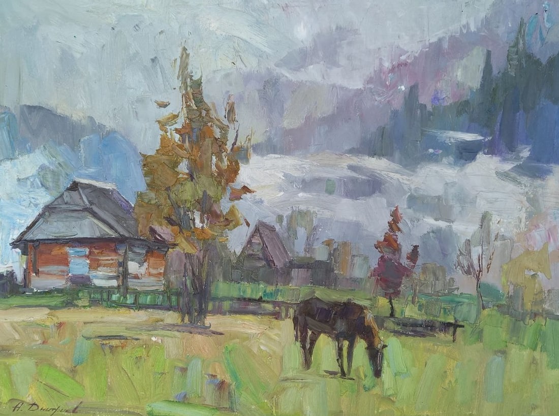 Oil painting Foggy morning Alex Ditriev: Title: Oil painting Foggy morning Alex Ditriev Description: 259AD Painter: Alex Ditriev S?ze: 68x49 cm/ 26.8x19.3 inches Components: oil, canvas Original painting from our collection ERA: Short
