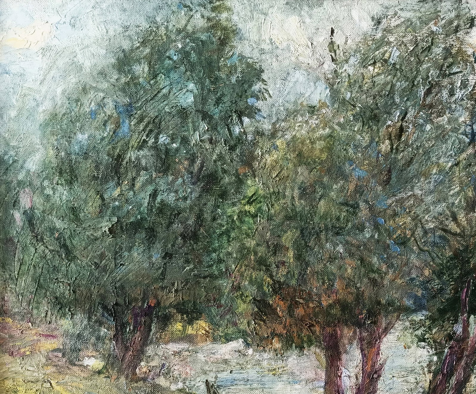 Oil painting Trees by the river by honored painter Ukrainian Vasyl K. - 3