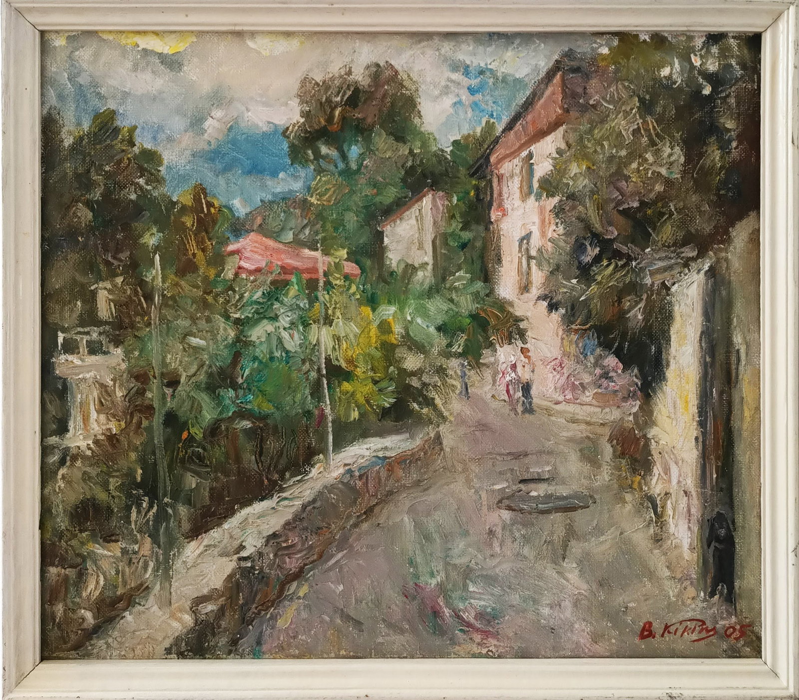 Oil painting Street by honored painter Ukrainian Vasyl K.: Title: Oil painting Street by honored painter Ukrainian Vasyl K. Description: 20Kv Painter: Vasyl K. S?ze: 52x61 cm/ 20.47x24.01 inches Components: oil, canvas Original painting CONDITION: exellent ER