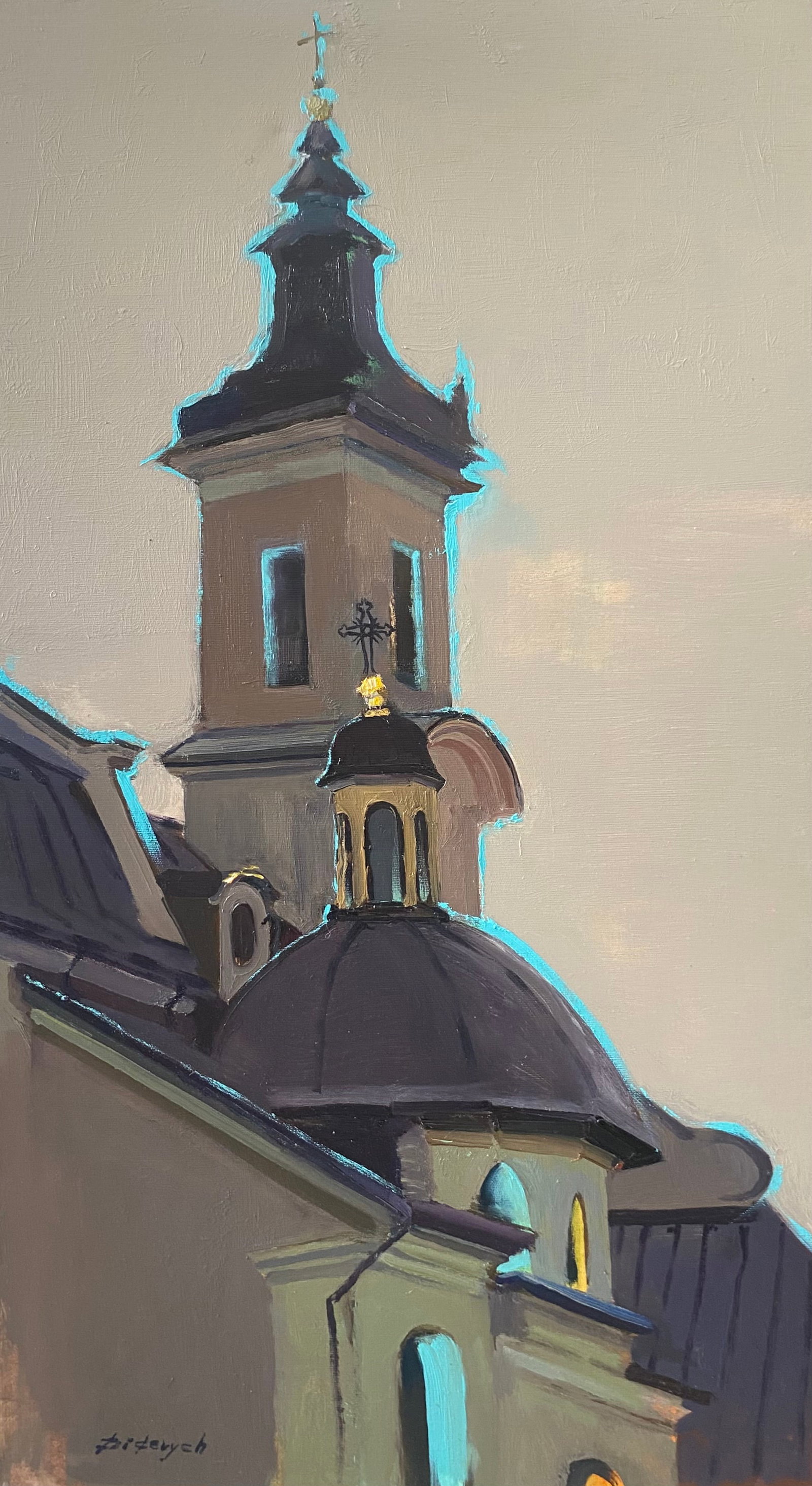 Oil painting Church bell Yulia D.: Title: Oil painting Church bell Yulia D. Description: 09YD Painter: Yulia D. S?ze: 90x50 cm/35.43x19.68 inches Components: oil, canvas Original painting from our collection ERA: 2025 Short information