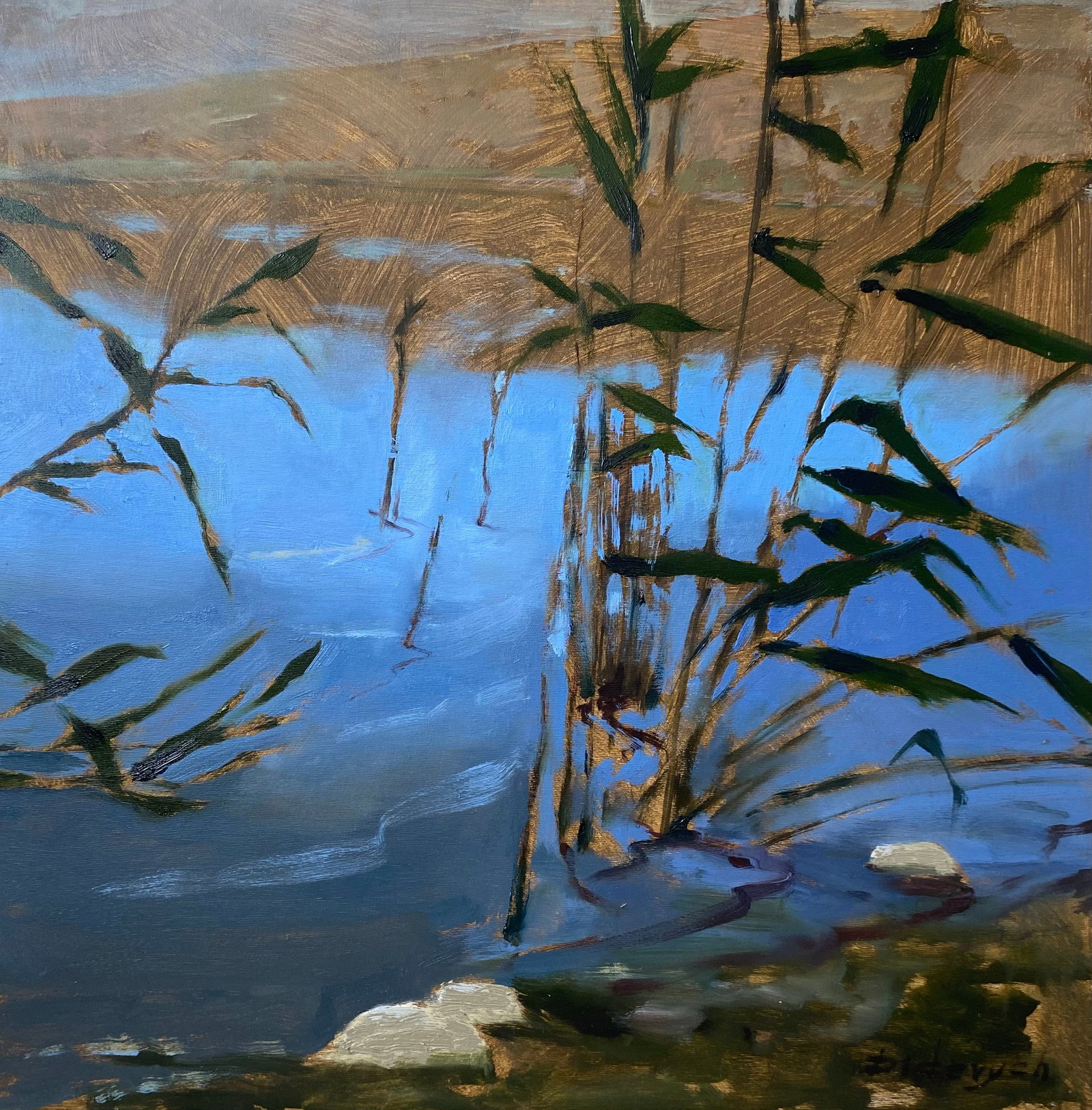 Oil painting Lake Yulia D.: Title: Oil painting Lake Yulia D. Description: 12YD Painter: Yulia D. S?ze: 70x70 cm/27.55x27.55 inches Components: oil, canvas Original painting from our collection ERA: 2025 Short information:
