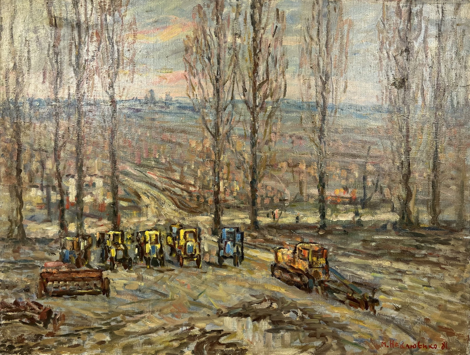 Oil painting Lunch break Neklyuenko N.: Title: Oil painting Lunch break Neklyuenko N. Description: 101Duk Painter: Neklyuenko N. S?ze: 60,5x79 cm/23,82x31,10 inches Components: oil, canvas Original painting from our collection ERA: 1981 Sho