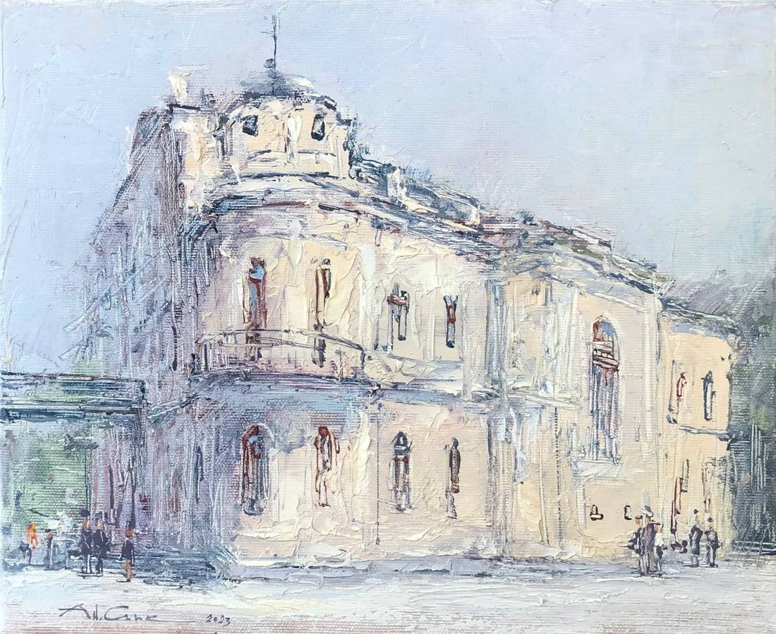 Oil painting Kyiv, National Philharmonic of Ukraine Andrii G.: Title: Oil painting Kyiv, National Philharmonic of Ukraine Andrii G. Description: 01Guk Painter: Andrii G. S?ze: 25x30 cm/ 9.84x11.81 inches Components: oil, canvas Original painting CONDITION: