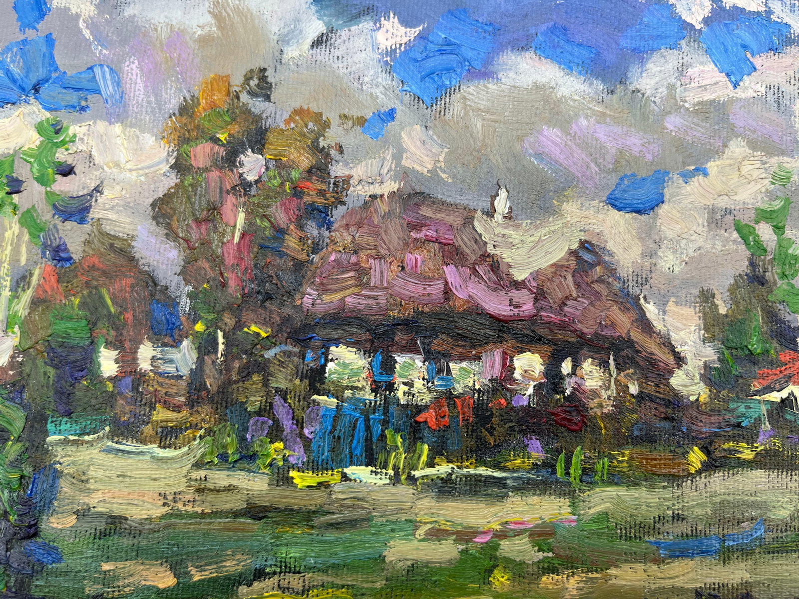 Oil painting house in the village Sergey Ivanovich - 10