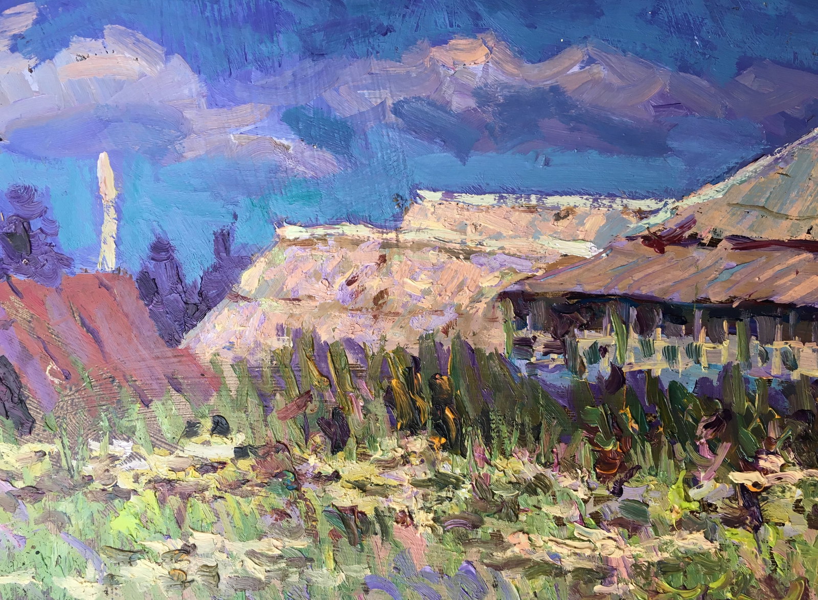 Oil painting house in the village Sergey Ivanovich - 9