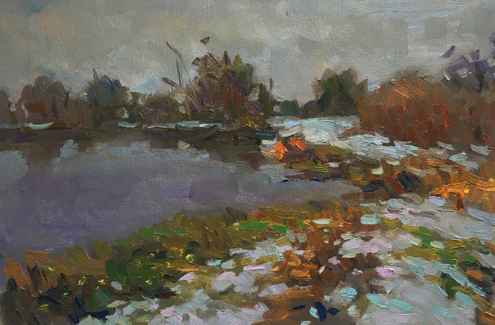 Oil painting Spring is coming Sergey Ivanovich: Title: Oil painting Spring is coming Sergey Ivanovich Description: 129ALAA Painter: Sergey Ivanovich Animov S?ze: 41x26,5 cm/16,3x10,4 inches Components: canvas, oil Original painting from our