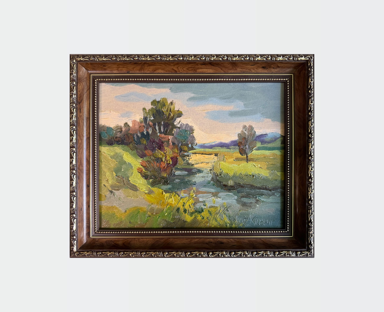 Oil painting with farme The Vilia River near Ostroh K. Leonid - 2