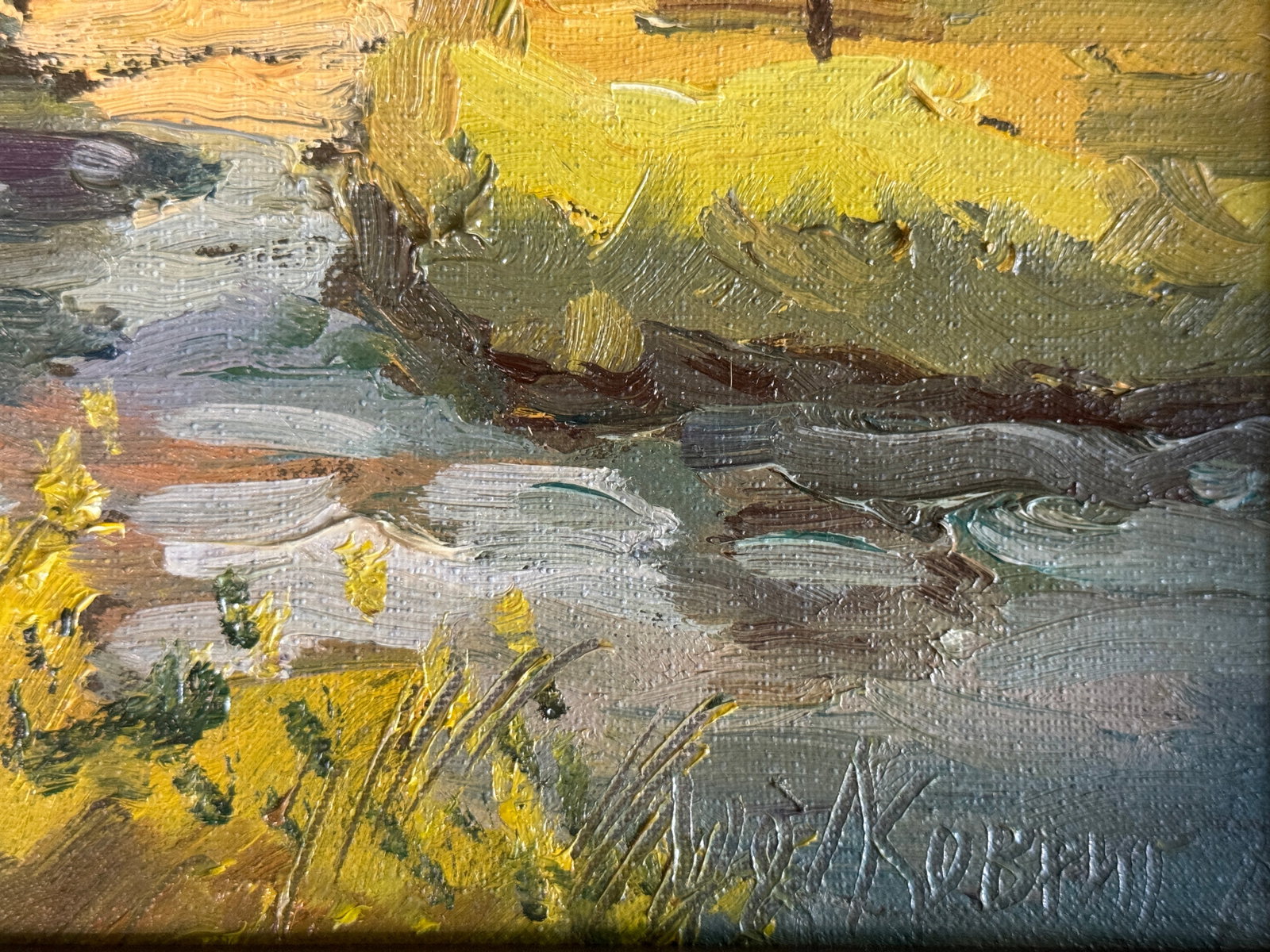 Oil painting with farme The Vilia River near Ostroh K. Leonid - 5
