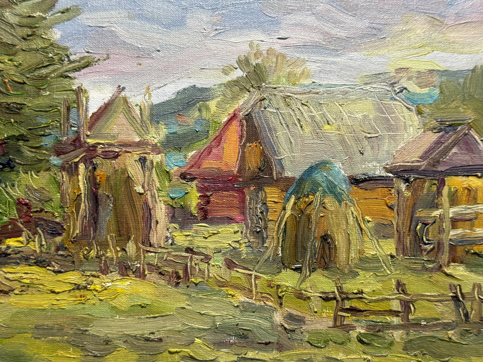 Oil painting Carpathian village Chorna Tysa K. Leonid - 4