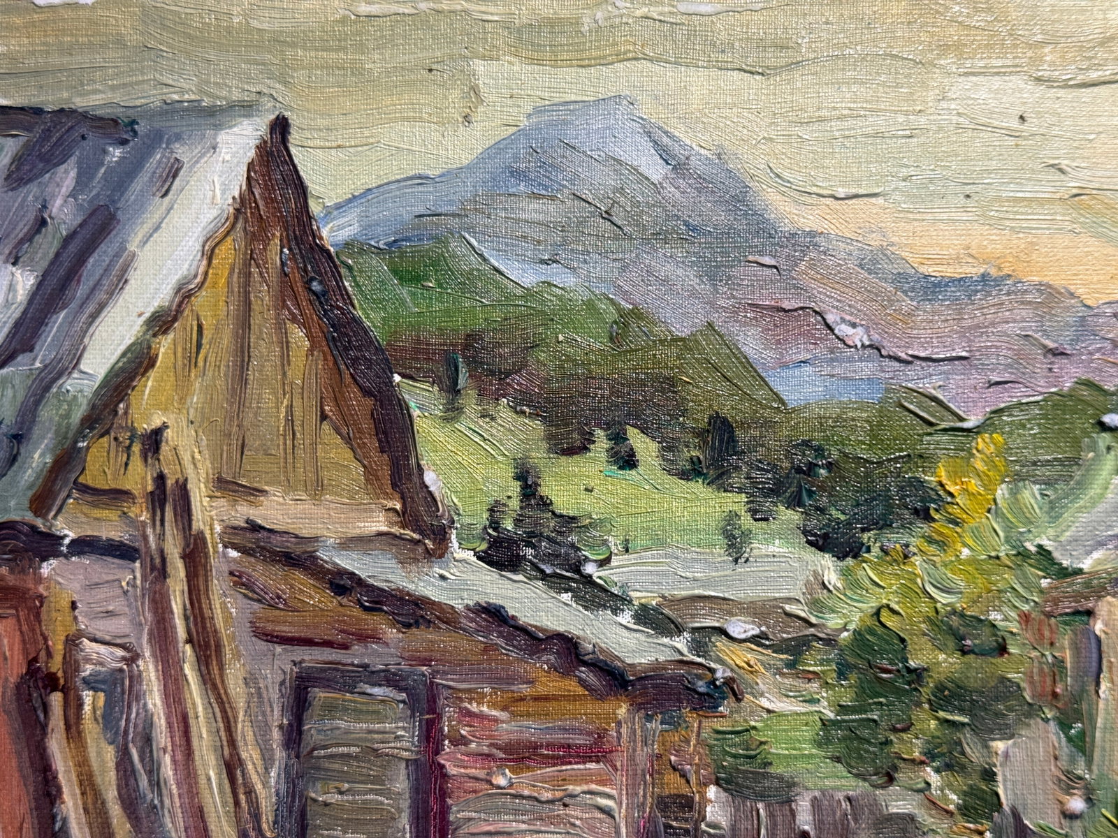 Oil painting Carpathian village Chorna Tysa K. Leonid - 2