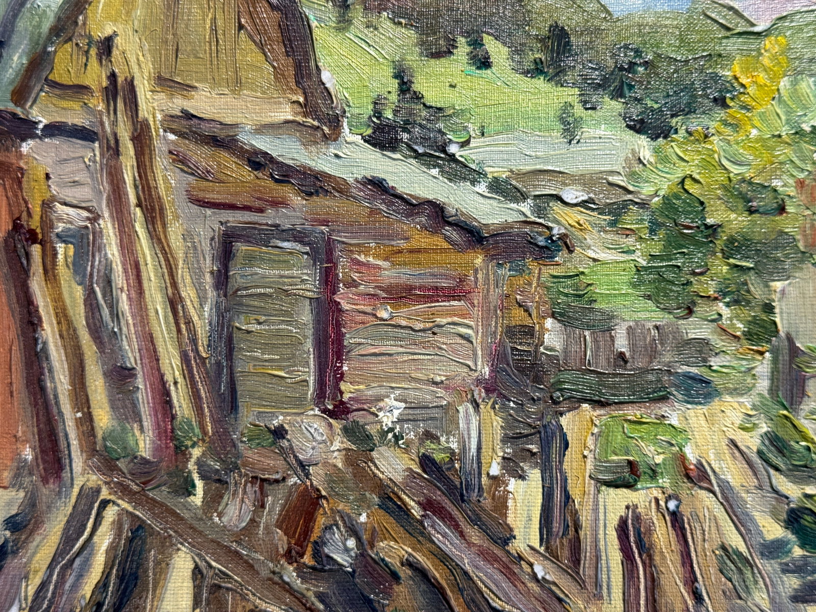 Oil painting Carpathian village Chorna Tysa K. Leonid - 3