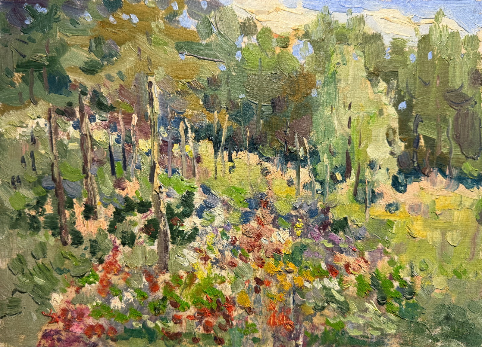 Oil painting An overgrown vegetable garden K. Leonid: Title: Oil painting An overgrown vegetable garden K. Leonid Description: 62KK Painter: K. Leonid S?ze: 25x35 cm/ 9.84x13.77 inches Components: oil, canvas, fiberboard Original painting CONDITION: