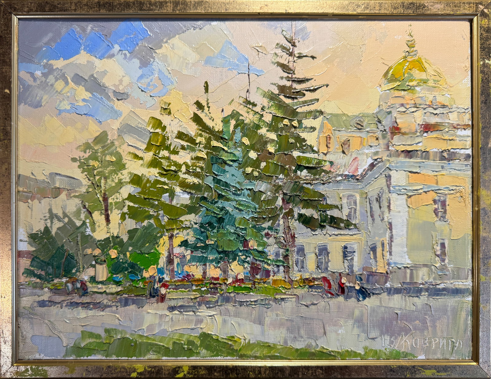 Oil painting with frame Lutsk city K. Leonid: Title: Oil painting with frame Lutsk city K. Leonid Description: 70KK Painter: K. Leonid S?ze: 30x40 cm/ 11.81x15.74 inches Components: oil, canvas Original painting CONDITION: exellent ERA:2015