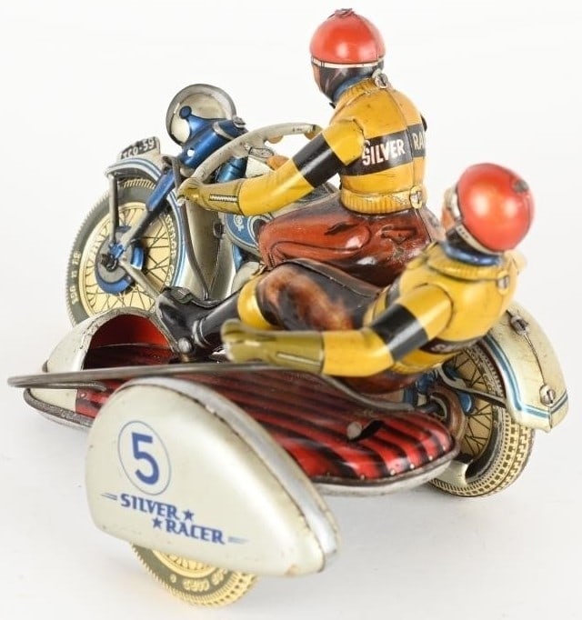 Tippco motorcycle Silver Racer (Made in Germany), c10, with original box , When wound up, the wheel - 3