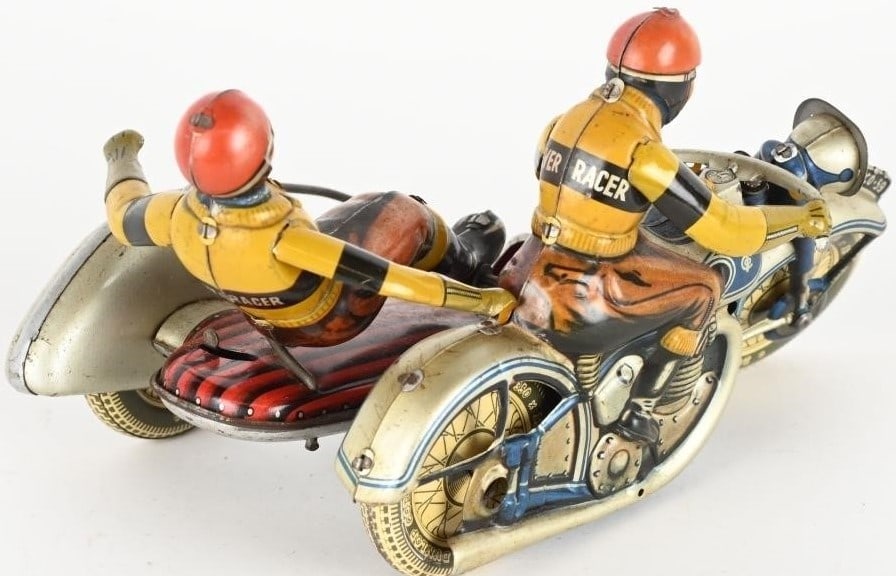 Tippco motorcycle Silver Racer (Made in Germany), c10, with original box , When wound up, the wheel - 4