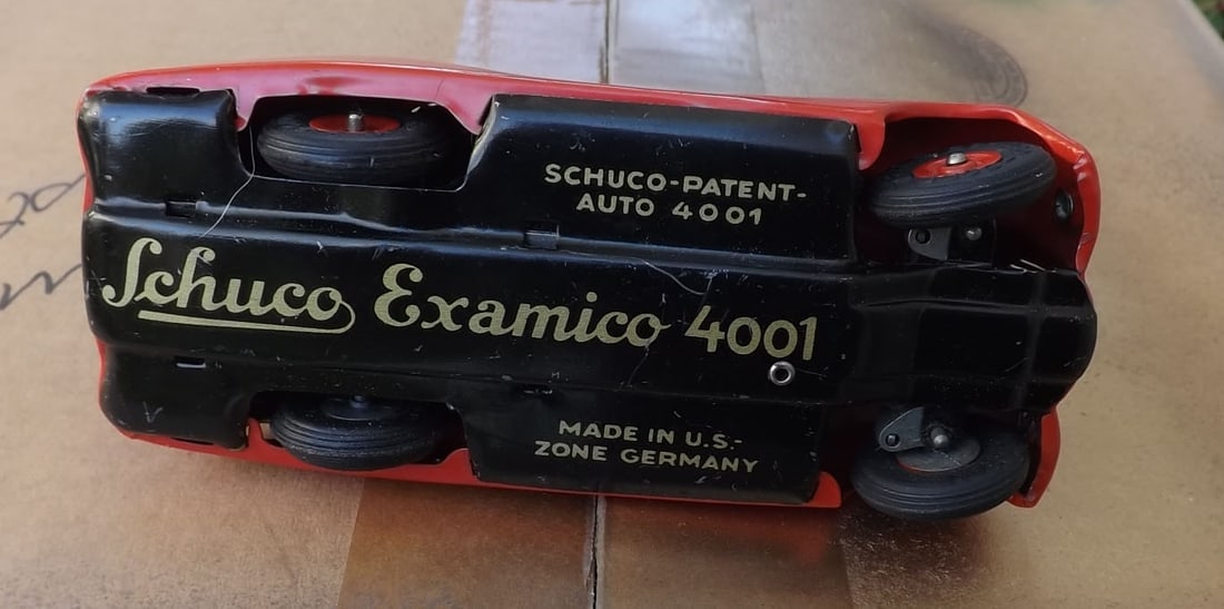 Schuco Examico 4001, BMW 328 car, Made in US Zone Germany,windup, rack and pinion steering, 4 speeds - 5