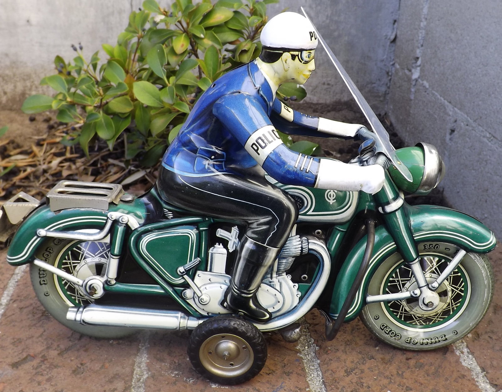 Tippco Police Motorcycle with battery operated headlight.This is the much rarer version that has a - 3