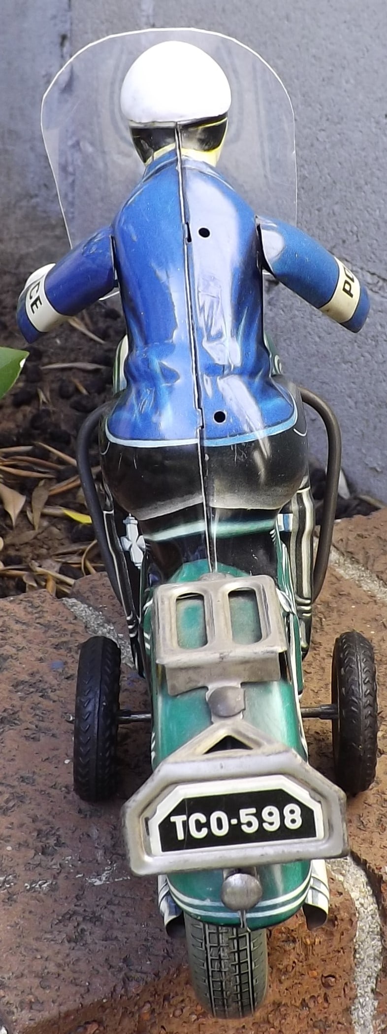 Tippco Police Motorcycle with battery operated headlight.This is the much rarer version that has a - 4