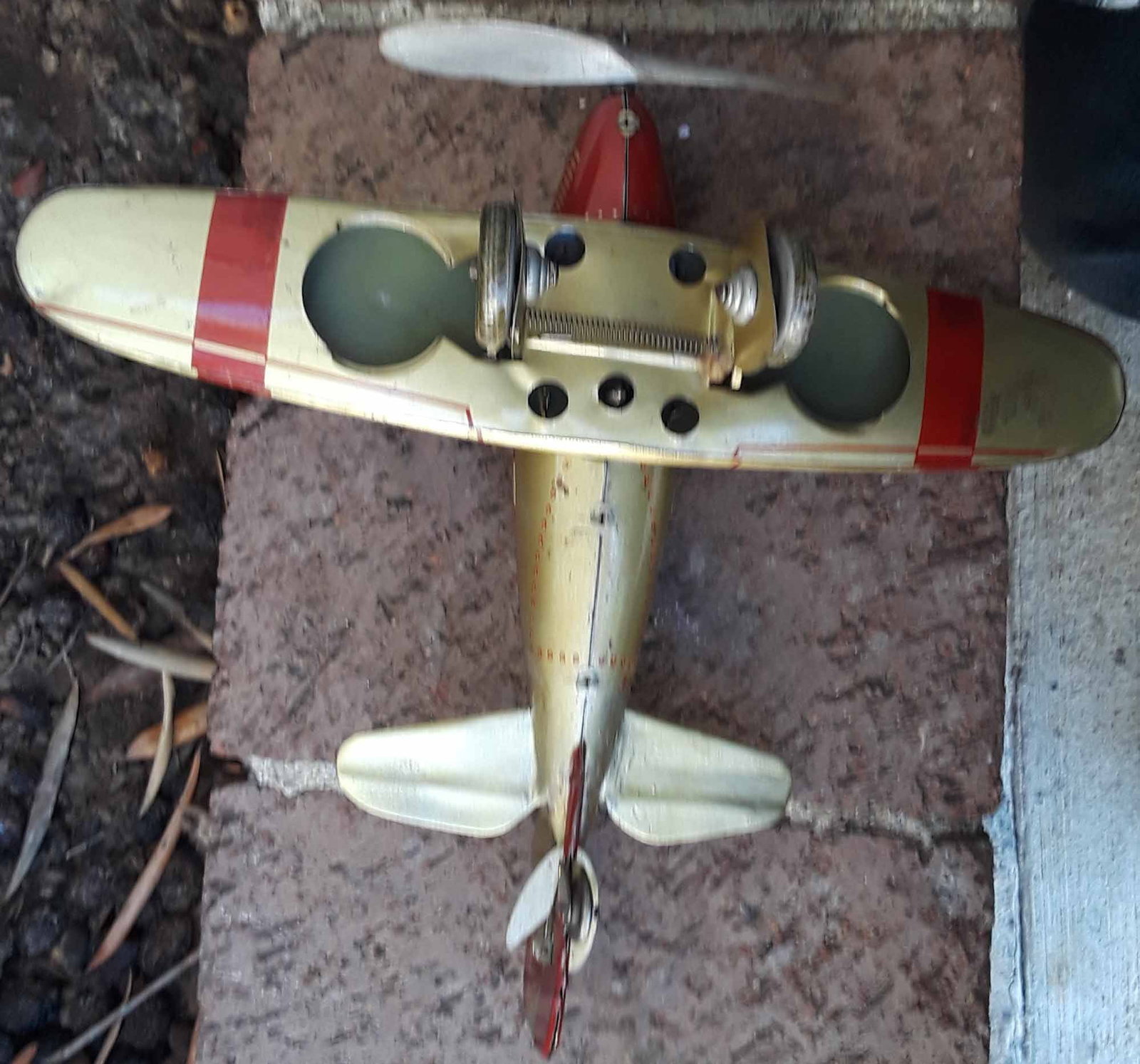 Tippco civilian airplane, the much rarer gold-red combination with moving tail, c8. - 4