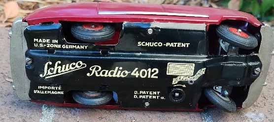 Schuco Radio 4012 (made in US Zone Germany,) two windup motors, one propels the car, the other one - 4