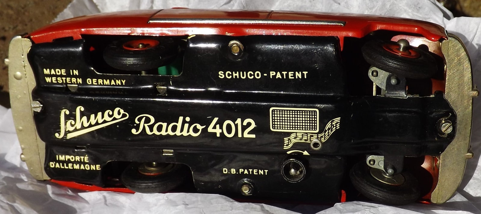 Schuco "Radio" 4012 (made in Western Germany) car, rack and pinion steering,Swiss music box,c10,. - 3