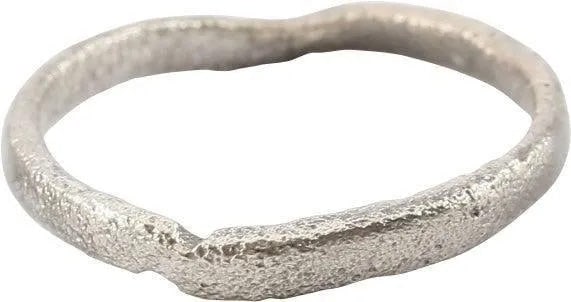VIKING WEDDING RING, 850-1050 AD, SIZE 5: Cambridgeshire England. Gilt bronze, size 5. 2.3mm width, slightly rounded face. Professionally refurbished with the surface restored in pure silver. See the reference image which shows the process.