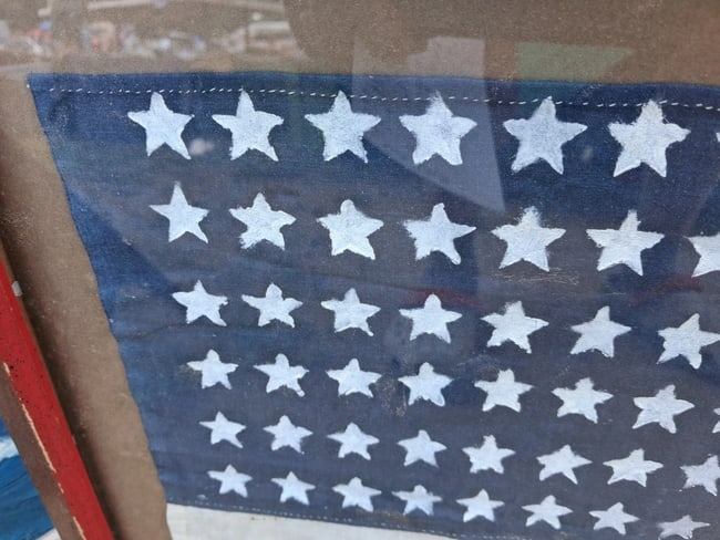 American Flag 48 Star Folk Art Hand Sewn Painted Stars framed - 4