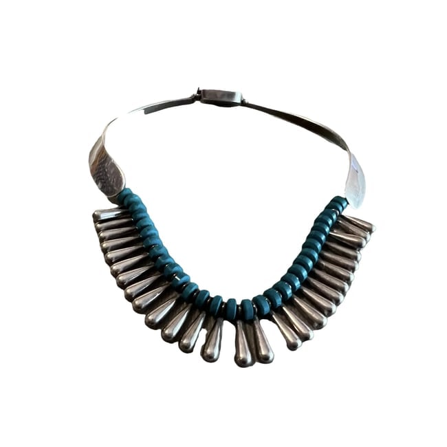 Vintage Taxco Sterling Silver Necklace & Earring Set - SR Eagle 3 Hallmark Mexico -Turquoise - 2