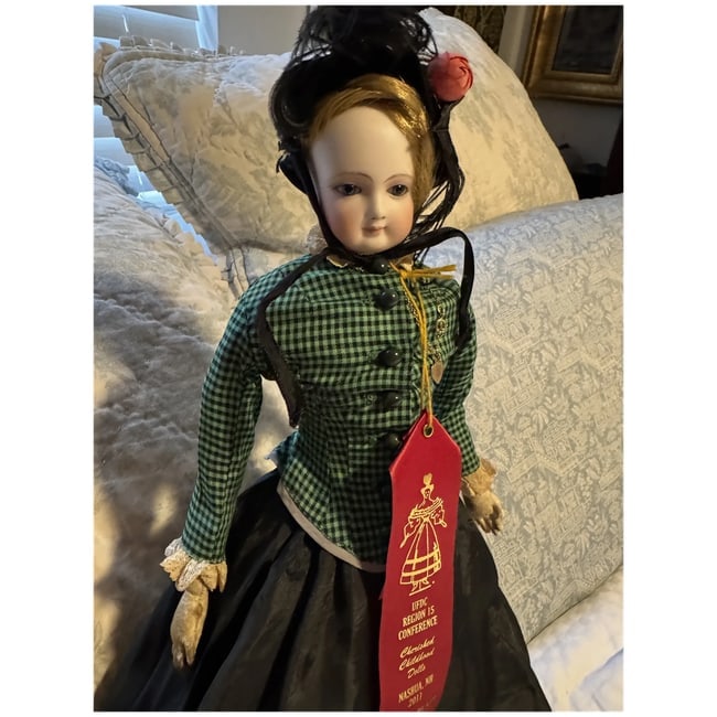 Gorgeous smiling Antique French fashion doll 18" original family - 6