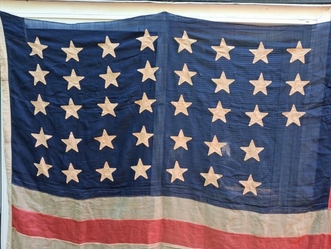 American Flag 38 Star 1877 Colorado Flag Beautiful Condition Civil War C. Smith - 2