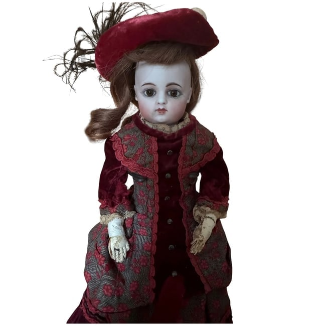 Antique French fashion Doll Poupee cabinet size 12" - 4