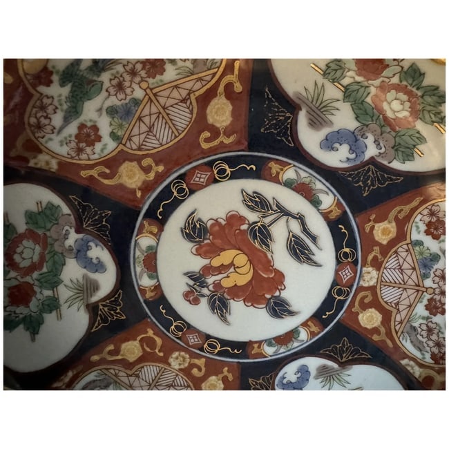 Antique Pair of Meiji period Gold Imari Japan hand painted large decorative bowls 9" signed - 8